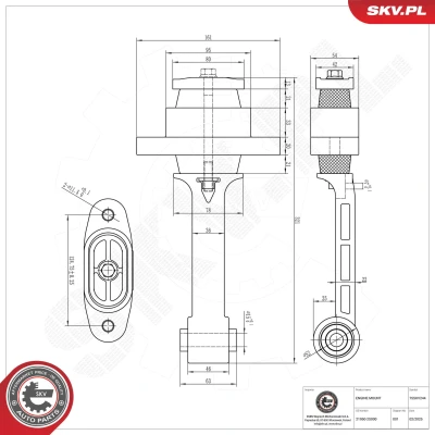 Imagem de ESEN SKV 75SKV244 Suporte, motor traseira Rolamento de Borracha e metal Alumínio, 321mm 54mm KIA: Sportage III, HYUNDAI: Tucson