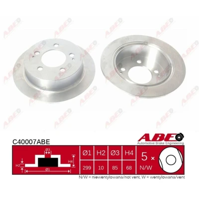 Imagem de ABE C40007ABE Disco de travão Eixo traseiro 298 10 5 cheio