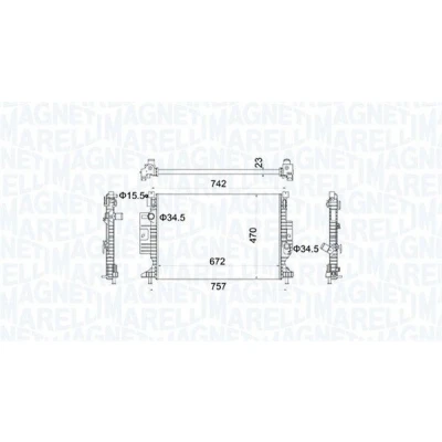 Imagem de MAGNETI MARELLI 350213155300 Radiador, arrefecimento do motor 672 470 23 Aletas de refrigeração unidas mecanicamente FORD: FOCUS 3 Turnier