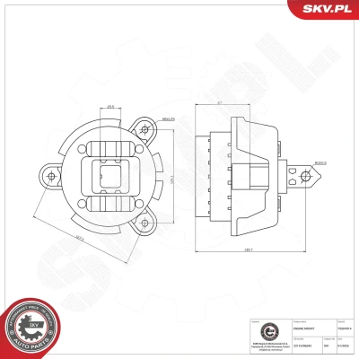 Imagem de ESEN SKV 75SKV014 Suporte, motor à direita Apoio hidráulico Borracha, Plástico 170mm 136mm BMW: 7 (F01, F02, F03, F04) 740 i, Li 2008 2012