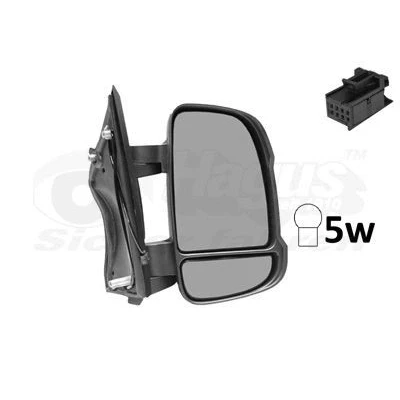 Imagem de espelho retrovisor Van Wezel 1651802 à direita preto completo, convexo, para regulação manual do espelho, com grande angular, Braço