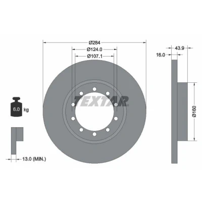 Imagem de TEXTAR 93242500 Disco de travão 284 16 10/10 124 cheio sem pernos fixação da roda, cubo roda FORD: Transit Mk6 Van, Minibus