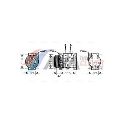 Imagem de AVA COOLING SYSTEMS SZAK110 compressor 10S13C 12V PAG 46 R134a com óleo de PAG, embraiagem magnética, sem díodo