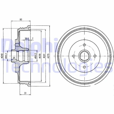 Imagem de DELPHI BF430 Tambor de Travão sem anel sensor do ABS, o rolamento da roda 275 SEAT: Inca
