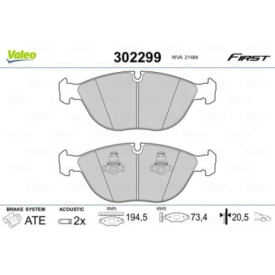 Imagem de VALEO 302299 Jogo de pastilhas para travão disco Eixo dianteiro incl. contacto aviso desgaste com chapa anti ruído