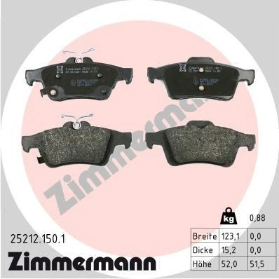 Imagem de ZIMMERMANN 25212.150.1 Jogo de pastilhas para travão disco com avisador sonoro desgaste FORD: FOCUS 3, 3 Turnier