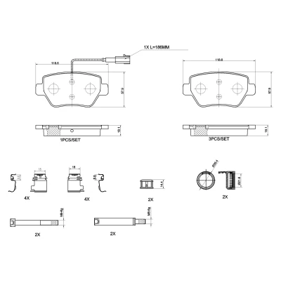 Imagem de BREMBO Jogo de pastilhas para travão disco incl. contacto aviso desgaste com grampo do êmbolo acessórios P 48 004 MASERATI: GHIBLI 3