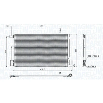 Imagem de MAGNETI MARELLI 350203611000 Condensador com secador 588x346,4x12 346,4 588 12 OPEL: Corsa D Hatchback, E FIAT: Punto II Hatchback