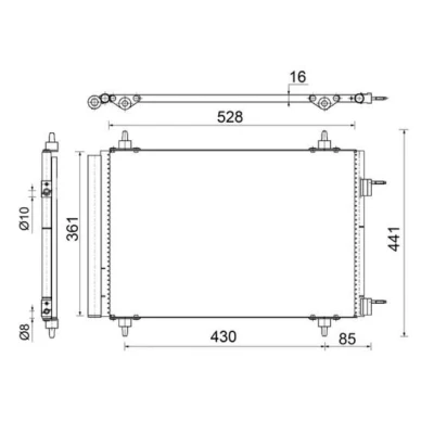 Imagem de MAHLE ORIGINAL AC 554 000S Condensador com secador 10 8 528 CITROËN: C4 I Grand Picasso, PEUGEOT: 3008