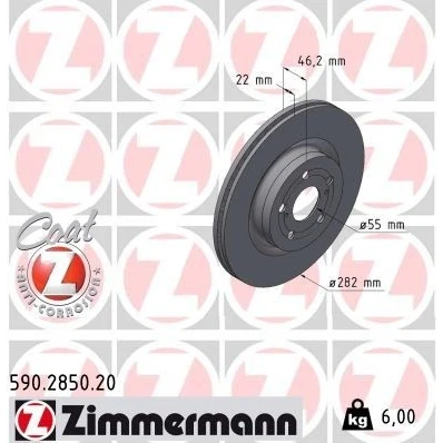 Imagem de ZIMMERMANN 590.2850.20 Disco de travão 282 22 7/5 5 100 interior ventilado revestido
