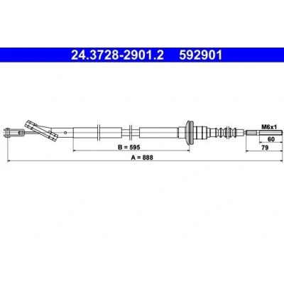 Imagem de ATE 24.3728 2901.2 Cabo de Embreagem CHEVROLET: Aveo / Kalos Hatchback