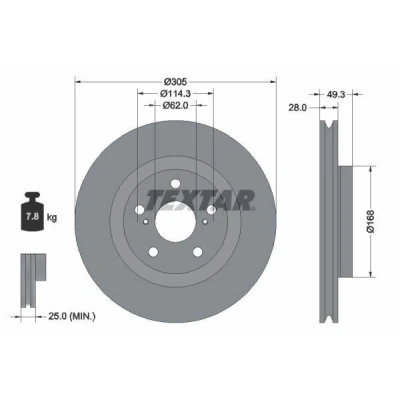 Imagem de TEXTAR Disco de travão TOYOTA: C HR 92304305 4351276010,4351206170,4351233150,43512F4030 Discos