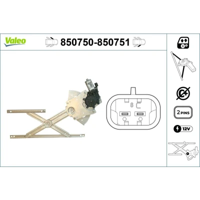Imagem de Valeo Elevador de vidro à frente, lado esquerdo elétrico com motor sem função conforto 850750