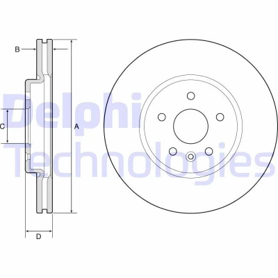 Imagem de DELPHI BG4783C Disco de travão 300 26 5 ventilado revestido não tratado sem o rolamento da roda, anel sensor do ABS OPEL: Astra K Sports Tourer