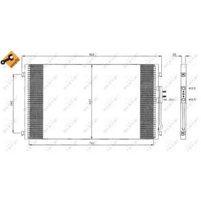 Imagem de NRF EASY FIT 35383 Condensador com retentor 15,5 Alumínio 740