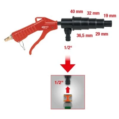 Imagem de KS TOOLS 515.1216 Pistola de ar comprimido 19, 29, 32, 36,5, 40 1/4 6,3