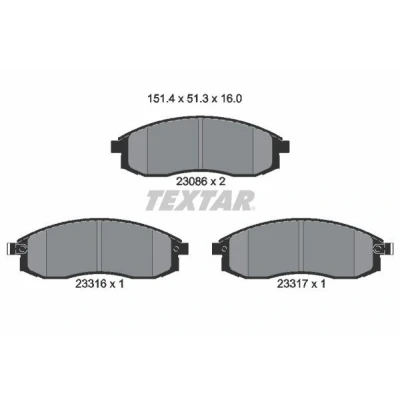 Imagem de TEXTAR 2308602 Jogo de pastilhas para travão disco com avisador sonoro desgaste MITSUBISHI: L200 III Pick up, / Strakar IV up
