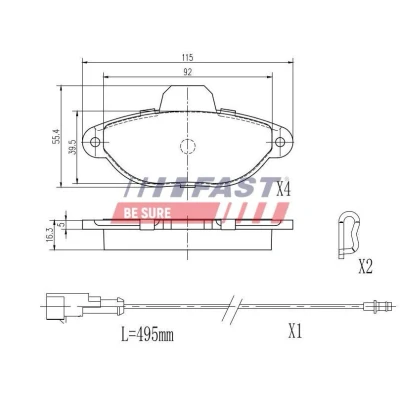 Imagem de FAST FT29051 Jogo de pastilhas para travão disco Eixo dianteiro com sensor desgaste integrado FIAT: Punto II Hatchback, I Hatchback