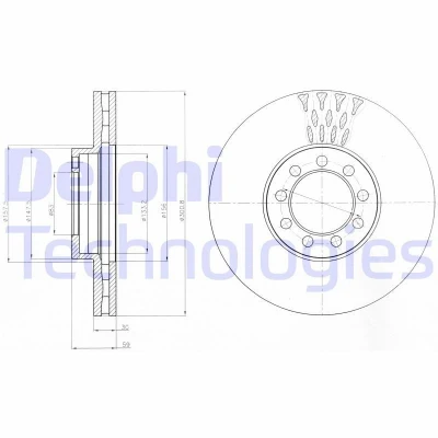 Imagem de DELPHI BG9062 Disco de travão 301 30 9 ventilado oleado não tratado sem o rolamento da roda, anel sensor do ABS IVECO: Daily 4, 6