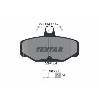 Imagem de TEXTAR 2098101 Jogo de pastilhas para travão disco não preparado indicador aviso desgaste com parafusos pinça