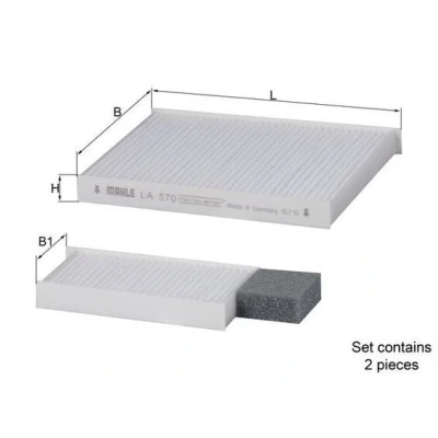Imagem de MAHLE ORIGINAL LA 570/S Filtro, ar do habitáculo Filtro de partículas 190,0 145 20,0 KIA: cee‘d I Hatchback, Carrinha, Pro Hatchback