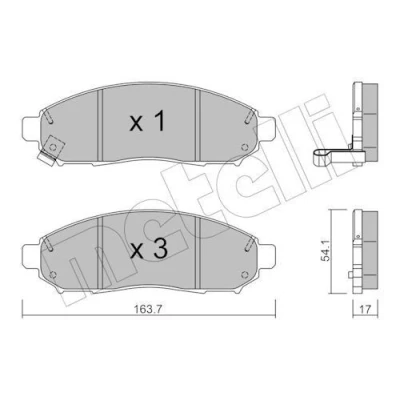 Imagem de METELLI 22 0743 0 Jogo de pastilhas para travão disco com avisador sonoro desgaste NISSAN: NP300 Navara Pick up, Pathfinder 3