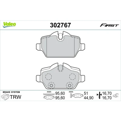 Imagem de VALEO 302767 Jogo de pastilhas para travão disco Eixo traseiro excl. contacto aviso desgaste com chapa anti ruído MINI: Countryman, Paceman