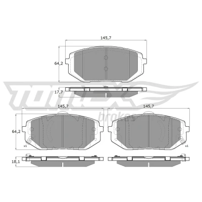 Imagem de TOMEX brakes TX 60 17 Jogo de pastilhas para travão disco Eixo dianteiro com avisador sonoro desgaste HYUNDAI: Tucson