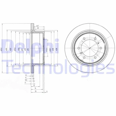 Imagem de DELPHI BG3105 Disco de travão 315 18 6 cheio oleado não tratado sem o rolamento da roda, anel sensor do ABS MITSUBISHI: PAJERO 2 Canvas Top