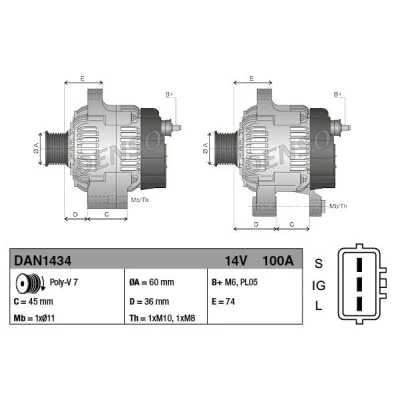 Imagem de DENSO DAN1434 Alternador 14V 100A TOYOTA: Avensis I Carrinha