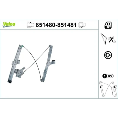 Imagem de Valeo Elevador de vidro à frente, lado esquerdo elétrico sem motor com função conforto 851480 FORD: MONDEO 3 Kombi, Stufenheck
