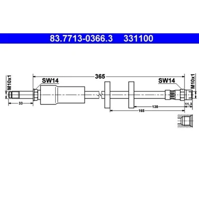 Imagem de ATE 83.7713 0366.3 Mangueira de Travão 423 M10x1