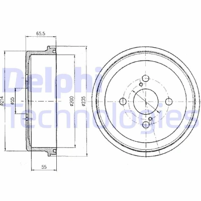 Imagem de DELPHI BF278 Tambor de Travão sem anel sensor do ABS, o rolamento da roda 235 TOYOTA: Corolla VII Sedan, VIII Liftback