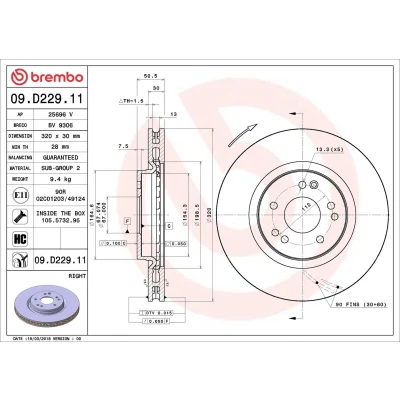 Imagem de BREMBO 09.D229.11 Disco de travão 320 30 5 interior ventilado revestido alto carbono com parafusos MERCEDES BENZ: W124 Sedan, SL Cabrio