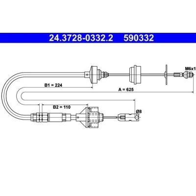 Imagem de ATE 24.3728 0332.2 Cabo de Embreagem CITROËN: Xsara Carrinha, Coupe, Hatchback