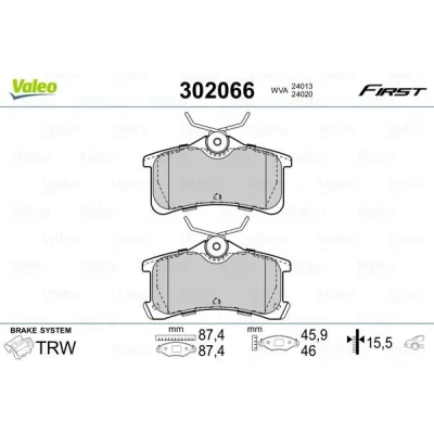 Imagem de VALEO 302066 Jogo de pastilhas para travão disco FIRST Eixo traseiro excl. contacto aviso desgaste com chapa anti ruído