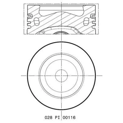 Imagem de MAHLE ORIGINAL 028 PI 00116 002 Pistão 81,51mm com suporte de segmentos, canal refrigeração AUDI: A3 Sportback, Q5