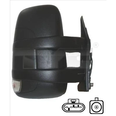 Imagem de espelho retrovisor Tyc 315 0013 à direita para regulação manual do espelho, convexo, Braço curto, com antena