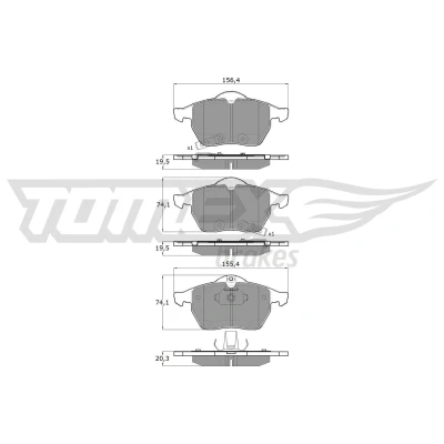 Imagem de TOMEX brakes TX 13 57 Jogo de pastilhas para travão disco Eixo dianteiro com avisador sonoro desgaste SAAB: 9 3 Hatchback, Cabrio