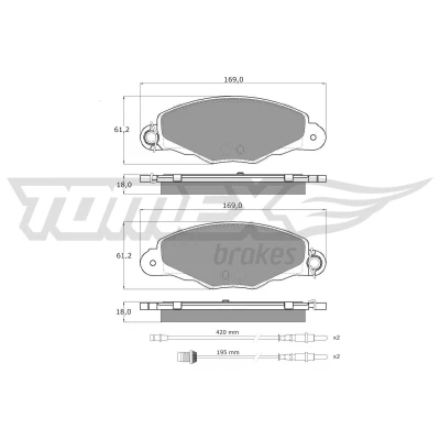 Imagem de TOMEX brakes TX 13 37 Jogo de pastilhas para travão disco Eixo dianteiro incl. contacto aviso desgaste, com avisador sonoro desgaste