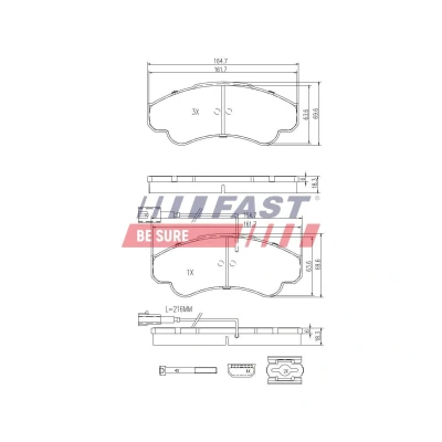 Imagem de FAST FT29144 Jogo de pastilhas para travão disco Eixo dianteiro com sensor desgaste integrado FIAT: Grande Punto Hatchback, III Hatchback
