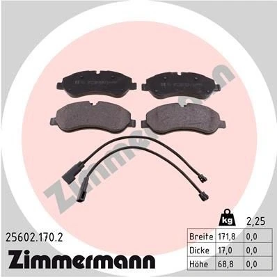 Imagem de ZIMMERMANN 25602.170.2 Jogo de pastilhas para travão disco incl. contacto aviso desgaste A imagem corresponde ao volume fornecimento