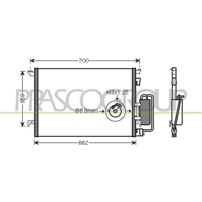Imagem de PRASCO FT520C001 Condensador com secador 11 8 Alumínio 621 SAAB: 9 3 Sedan, Cabrio, OPEL: Vectra C Caravan, CC
