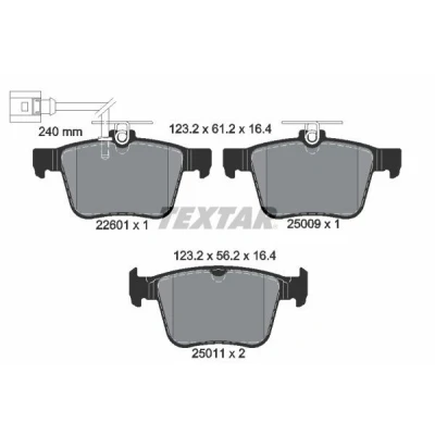 Imagem de TEXTAR 2260101 Jogo de pastilhas para travão disco com contacto avisador desgaste integrado AUDI: A3 Sportback, Sedan, TT Coupe, SEAT: Ateca
