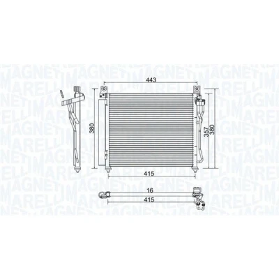 Imagem de MAGNETI MARELLI 350203980000 Condensador com secador 415x338x18 338mm 415mm 18mm