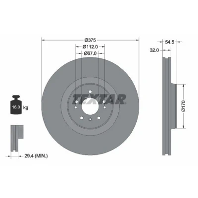 Imagem de TEXTAR PRO 92176603 Disco de travão MERCEDES BENZ: Classe ML, R, GL