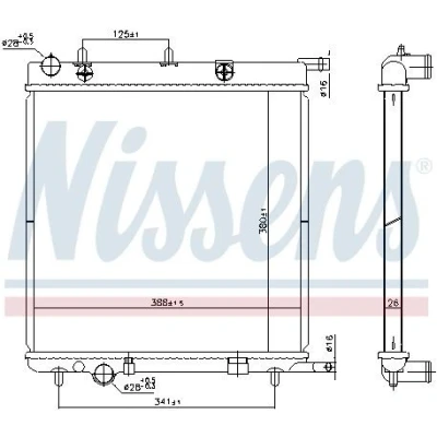 Imagem de NISSENS 606400 Radiador, arrefecimento do motor Alumínio 380 388 26 sem junta depósito de compensação, aro Aletas refrigeração soldadas