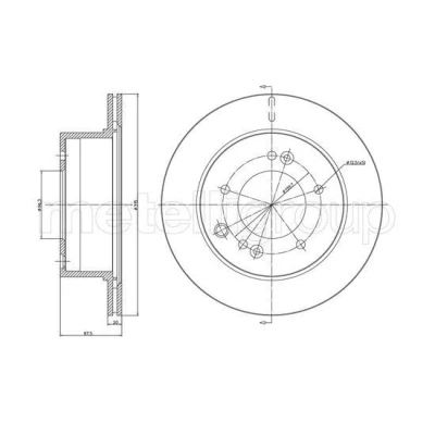 Imagem de METELLI Disco de travão KIA: SORENTO 1 314,9mm 20,0mm 5 96,3mm ventilado pintado 23 1354C 584113E300 Discos