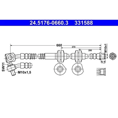 Imagem de ATE 24.5176 0660.3 Mangueira de Travão 660mm M10x1mm