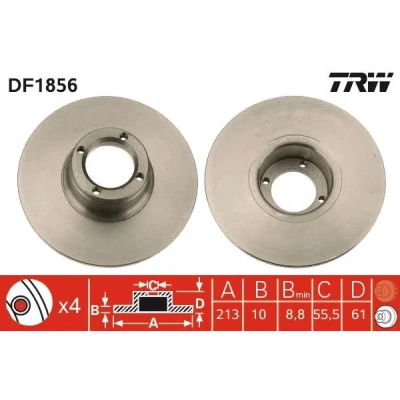 Imagem de TRW DF1856 Disco de travão 213 10 4 73 cheio pintado AUSTIN: Mini Hatchback, ROVER: Hatchback
